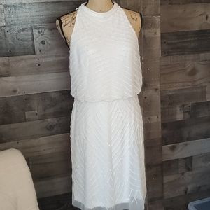 Adrianna Papell Halter Beaded Cocktail Dress 8 NWT